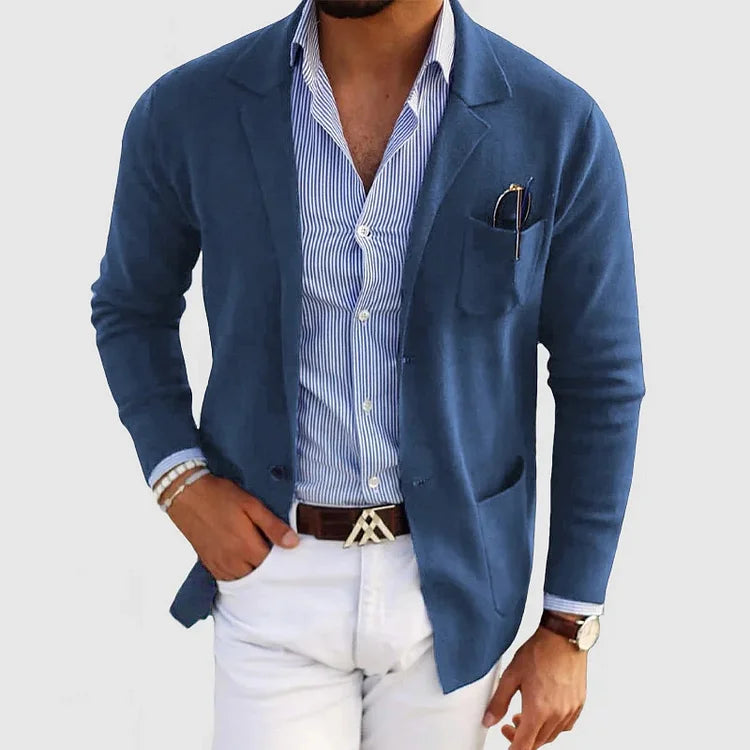 Casual stickad blazer för män - lätt och snygg kavaj - perfekt för smarta och avslappnade tillfällen