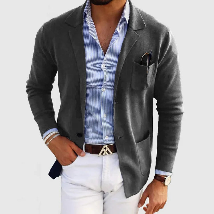 Casual stickad blazer för män - lätt och snygg kavaj - perfekt för smarta och avslappnade tillfällen